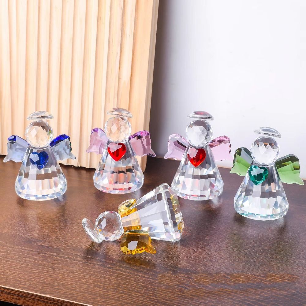 Paper Weight Crystal - Neue Kristallengel-Figur mit Facettenschliff, Bunten Flügeln